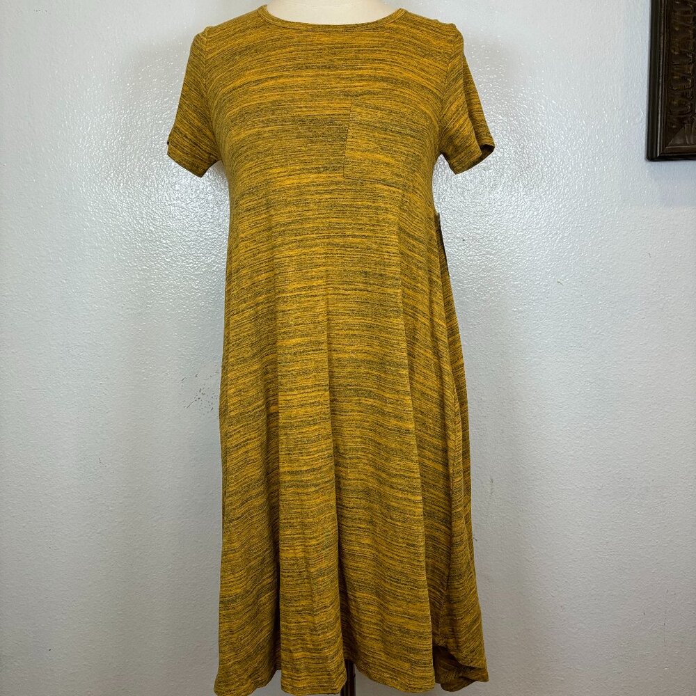 NWT LuLaRoe Carly Mustard Yellow Hi-Lo  Dress Size‎ XXS